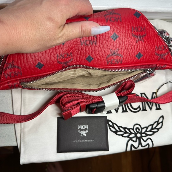 MCM Red Leather Bum Bag LIKE NEW - Picture 15 of 16